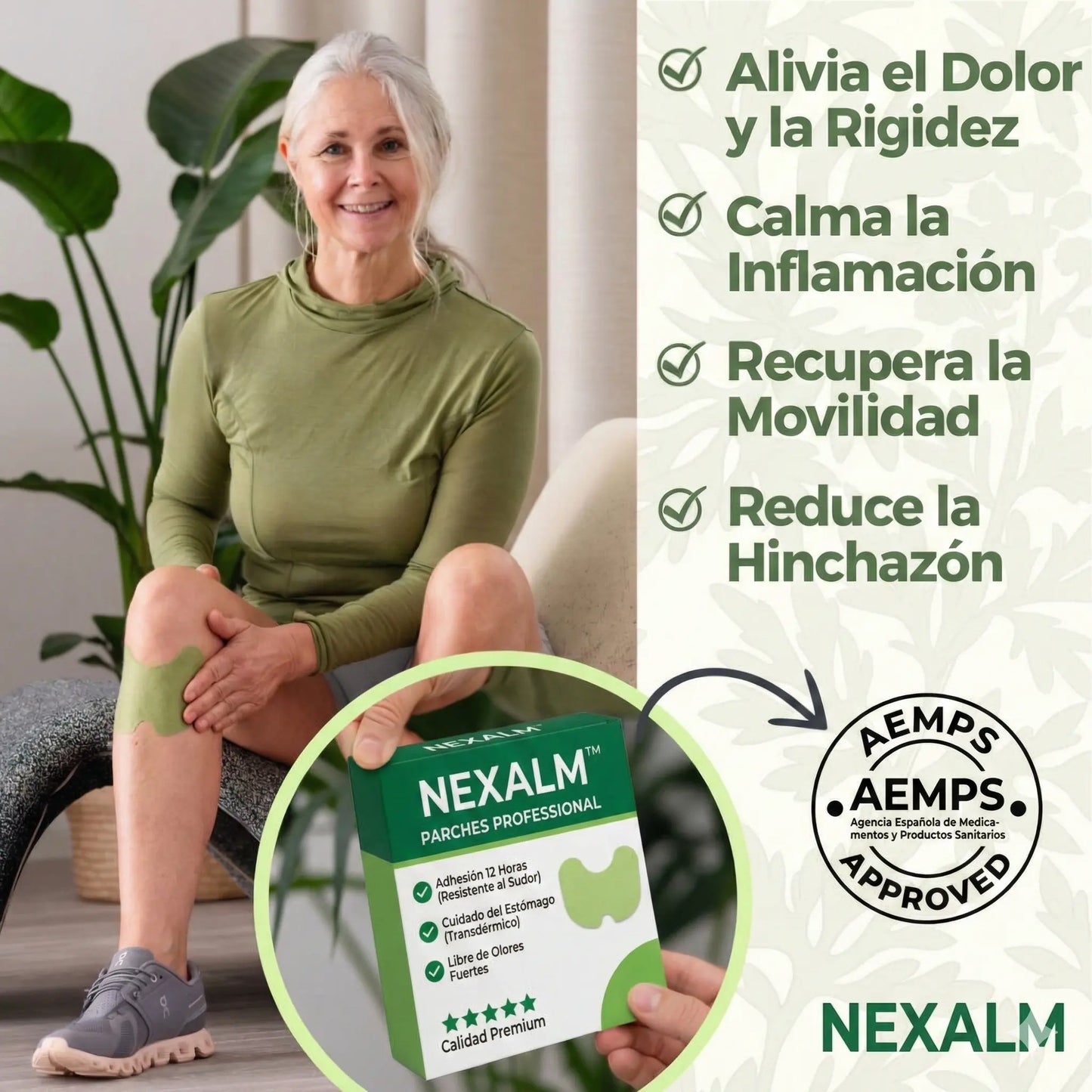 Parches Nexalm™ - Alivia el Dolor de Rodilla en 15 Minutos Sin Pastillas (Efecto 12 Horas)